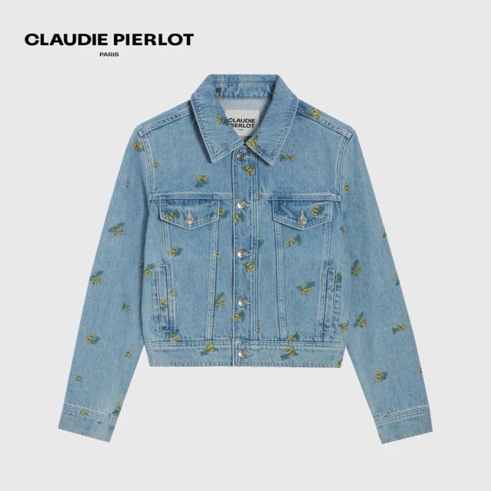 CLAUDIE PIERLOT Spring/Summer Women's Cotton Embroidered Denim Short Jacket